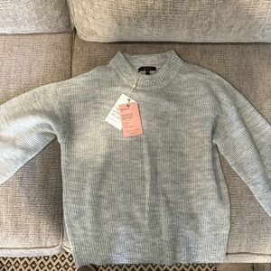 Quince Baby Alpaca-Wool Crew Sweater Light Grey Ribbed